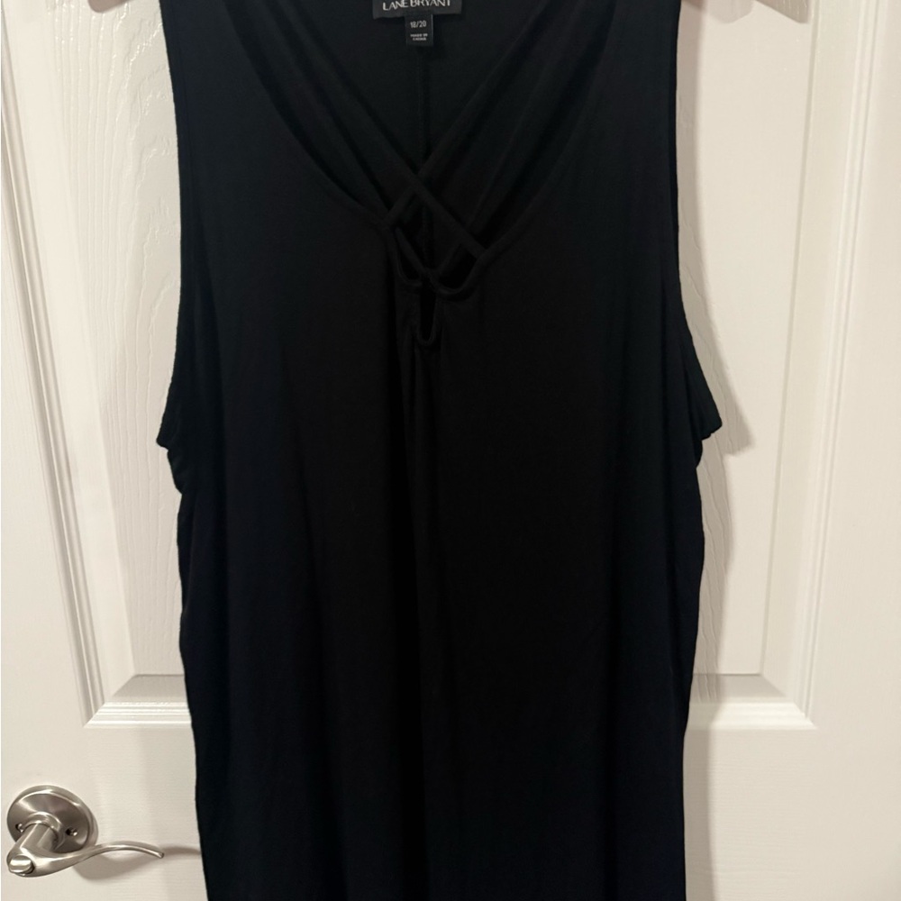 Lane Bryant Black V-Neck Tank Top